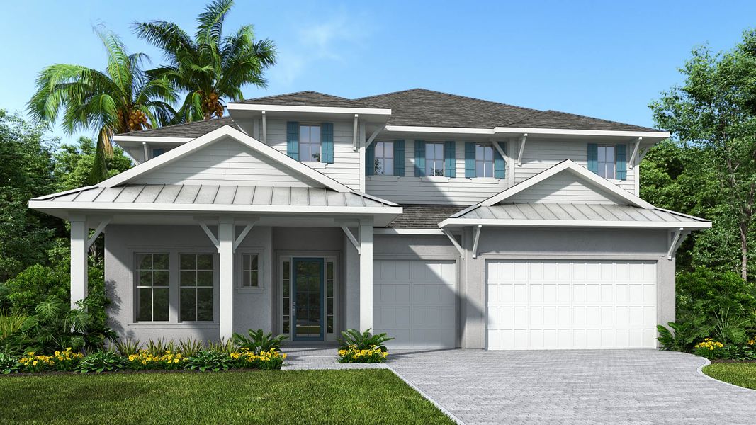 Representative exterior photo of a completed home built from the 3479F by Perry Homes in Glynlea Country Club 60', Port St. Lucie, FL (Image 7).