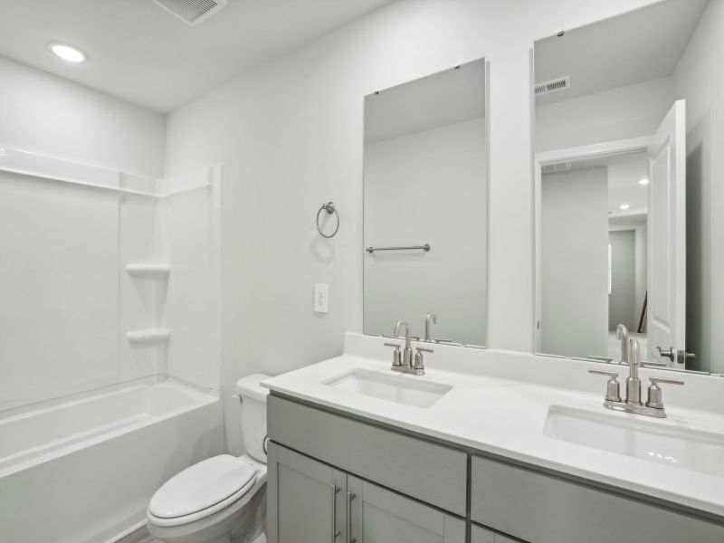 Secondary bathroom in the Chatham floorplan at 250 White Birch Lane in Angier, NC.