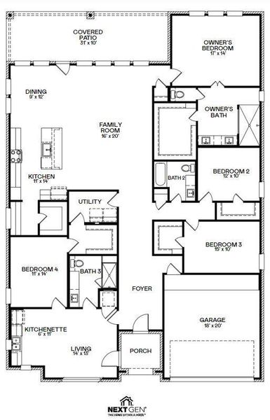 2D floor plan layout of this home in Cross Creek West, Fulshear, TX (Image 5).