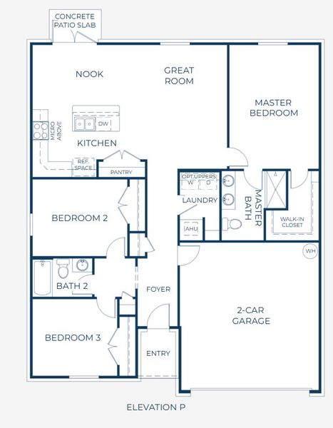 2D floor plan layout for the Oak by Maronda Homes in Venice, Venice, FL (Image 5).