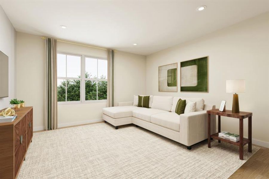Representative furnished interior of a home built from the Corbin by Ryan Homes in Laurel Preserve, Kingsland (Image 6). Representative furnished interior of a home built from the Corbin by Ryan Homes in Laurel Preserve, Kingsland (Image 6).