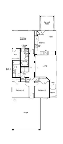 2D floor plan layout of this home in Sonterra - Cool Water, Jarrell, TX (Image 5).