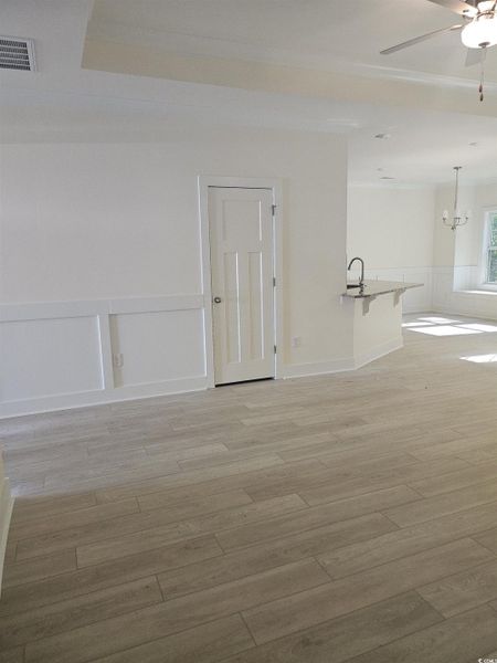 LVP flooring, tray ceiling, ceiling fan LVP flooring, tray ceiling, ceiling fan