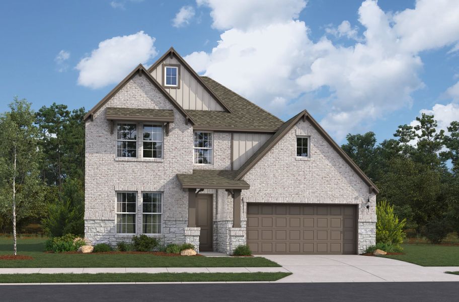 Representative exterior photo of a completed home built from the Salado by Beazer Homes in Parklands Estates, Marion, TX (Image 2). Representative exterior photo of a completed home built from the Salado by Beazer Homes in Parklands Estates, Marion, TX (Image 2).
