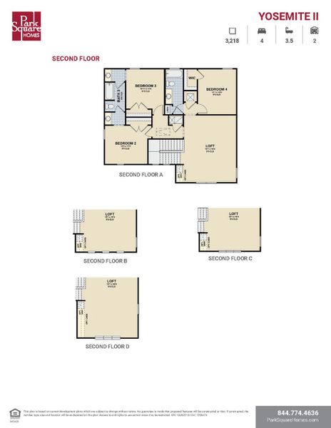 2D floor plan layout for the Yosemite II by Park Square Residential in Tamarack at Two Rivers, Zephyrhills, FL (Image 5).