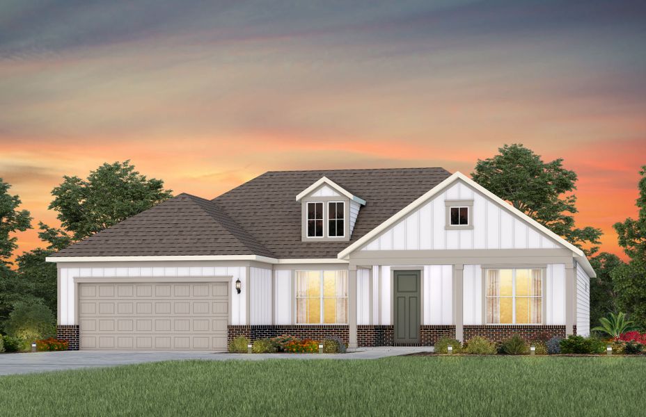 Front exterior of a new home in Del Webb North Myrtle Beach, Myrtle Beach, SC, highlighting curb appeal (Image 20).