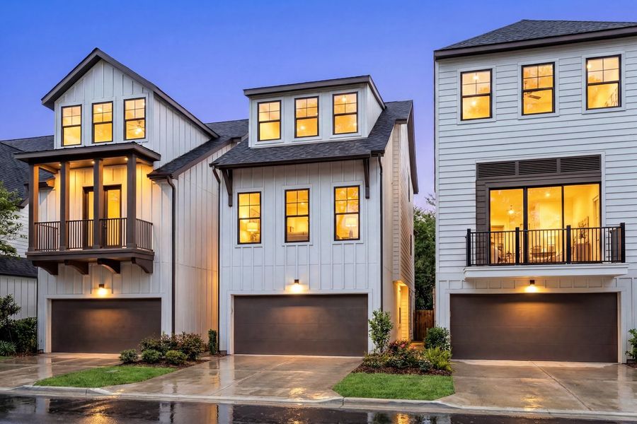 Front exterior of a new home in Timbergrove Green, Houston, TX, highlighting curb appeal (Image 1). Front exterior of a new home in Timbergrove Green, Houston, TX, highlighting curb appeal (Image 1).