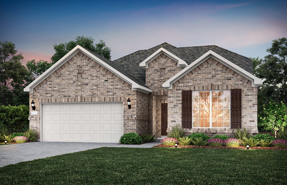 The Mooreville, a two-story home with 2-car garage, shown with Home Exterior A