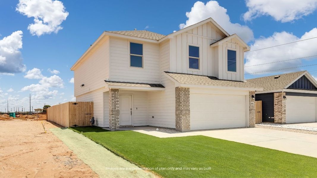 Representative exterior photo of a completed home built from the Fallow by D.R. Horton in Deer Meadows, Odessa, TX (Image 22).
