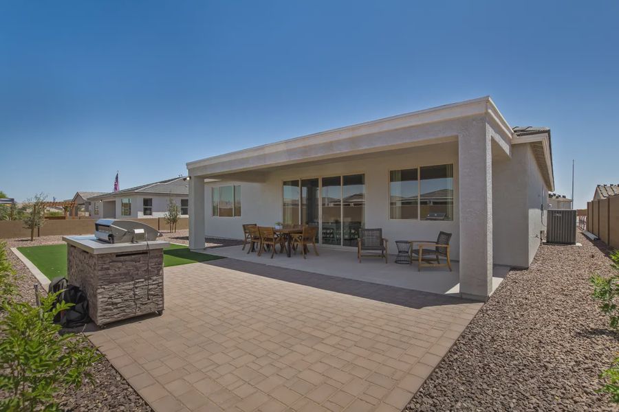 Representative exterior details of a home built from the 2326 by Elliott Homes in Acacia at Santana, Yuma (Image 3).