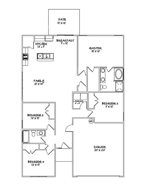 2D floor plan layout of this home in , Edgefield, SC (Image 2).