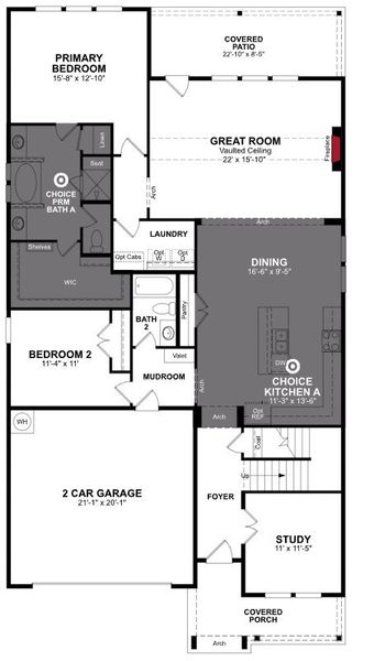 2D floor plan layout of this home in Saratoga, Aubrey, TX (Image 2).