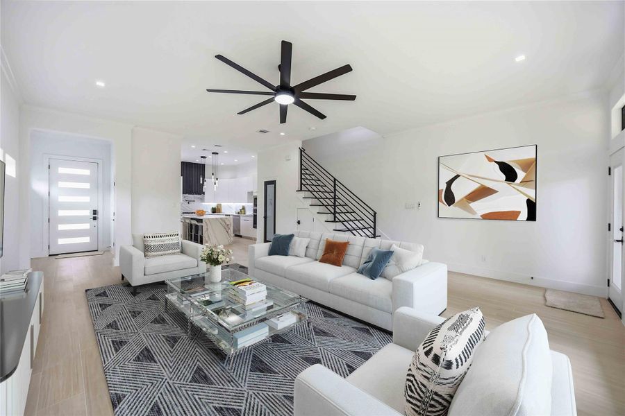 Virtually staged living area Virtually staged living area