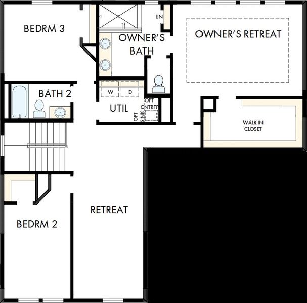 2D floor plan layout of this home in Nexton - Midtown - The Village Collection, Summerville, SC (Image 6).