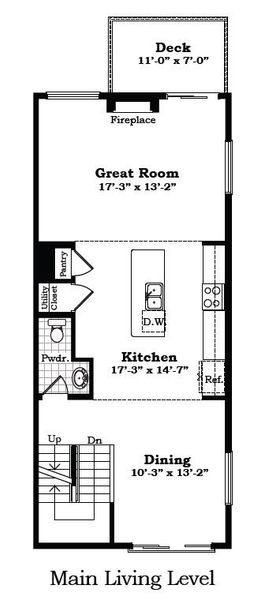 2D floor plan layout for the The Keswick  Townhome (End Viewout) by Norfolk Homes in Bristol Ridge Townhomes, Ann Arbor, MI (Image 5).