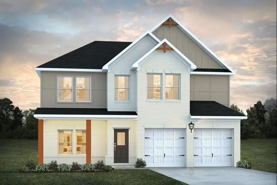 Front exterior of a new home in Conner Springs, Social Circle, GA, highlighting curb appeal (Image 1). Front exterior of a new home in Conner Springs, Social Circle, GA, highlighting curb appeal (Image 1).