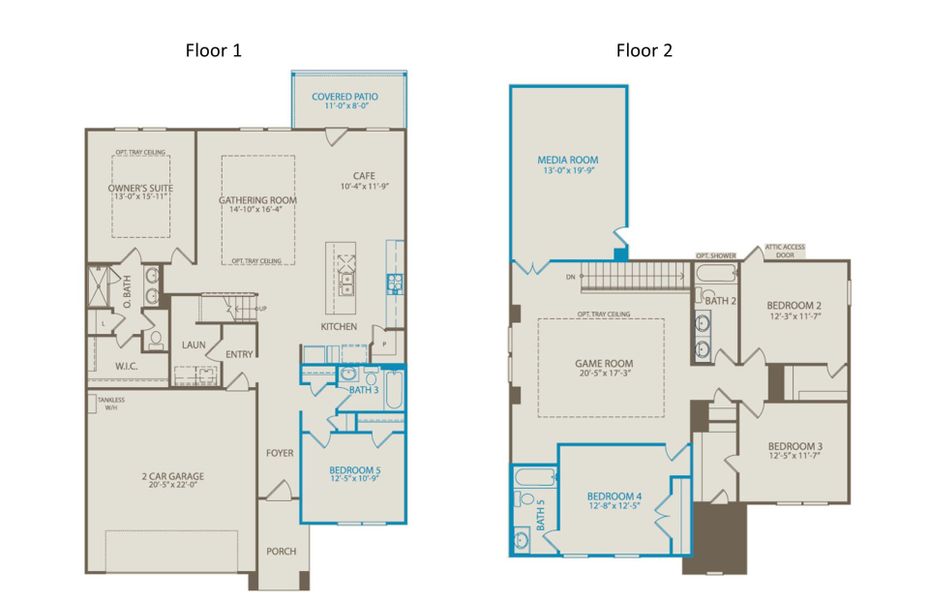 2D floor plan layout of this home in Pinnacle at Legacy Hills, Celina, TX (Image 4).