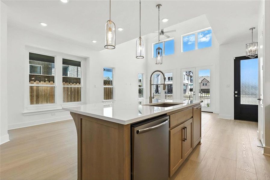 Furnished interior view inside a new home in Walsh: Townhomes - The Patios, Aledo (Image 7). Furnished interior view inside a new home in Walsh: Townhomes - The Patios, Aledo (Image 7).