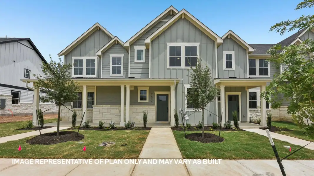 Front exterior of a new home in Avery Centre, Round Rock, TX, highlighting curb appeal (Image 1). Front exterior of a new home in Avery Centre, Round Rock, TX, highlighting curb appeal (Image 1).