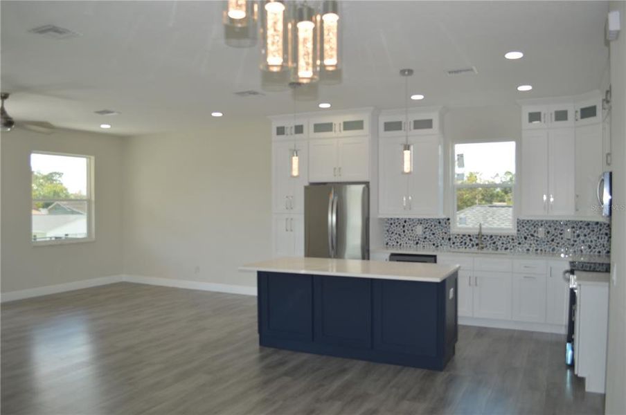 Upstairs kitchen and living area