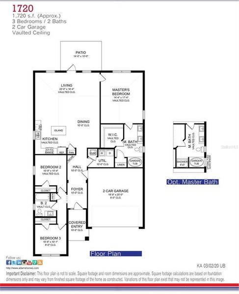 2D floor plan layout of this home in Ocala Crossings South, Ocala, FL (Image 3).