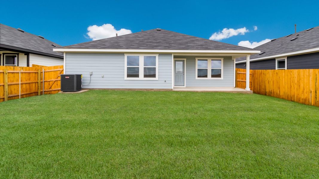 Representative exterior photo of a completed home built from the The Elgin by D.R. Horton in Monarch Ranch, Manor, TX (Image 14). Representative exterior photo of a completed home built from the The Elgin by D.R. Horton in Monarch Ranch, Manor, TX (Image 14).