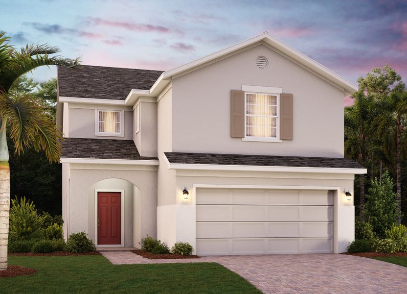 Representative exterior photo of a completed home built from the Sebastian by Risewell Homes in Trinity Lakes, Groveland, FL (Image 5). Representative exterior photo of a completed home built from the Sebastian by Risewell Homes in Trinity Lakes, Groveland, FL (Image 5).