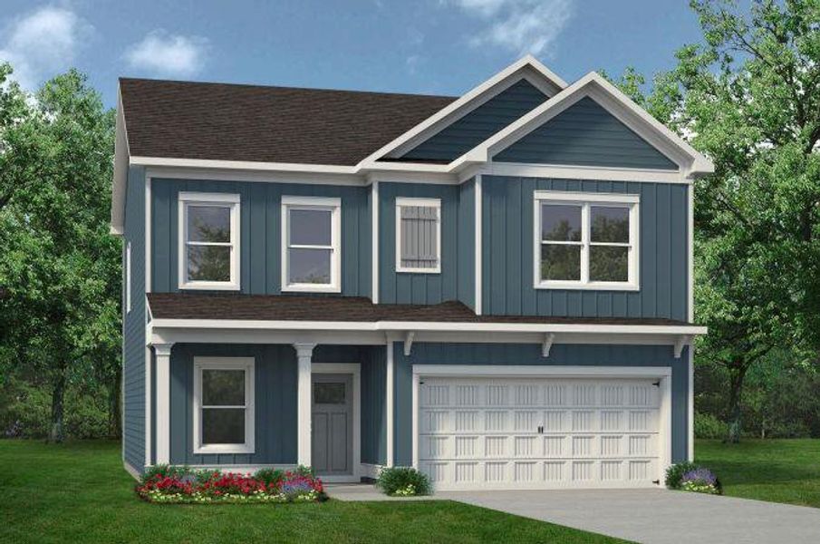 Front exterior of a new home in Laurel Creek, Calhoun, GA, highlighting curb appeal (Image 1). Front exterior of a new home in Laurel Creek, Calhoun, GA, highlighting curb appeal (Image 1).