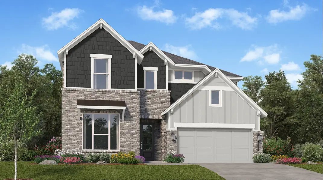 Front exterior of a new home in COLTON, Montgomery, TX, highlighting curb appeal (Image 1). Front exterior of a new home in COLTON, Montgomery, TX, highlighting curb appeal (Image 1).