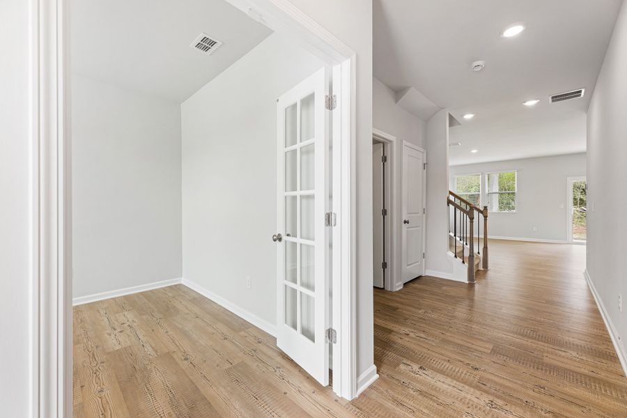 A room with white walls. A room with white walls.