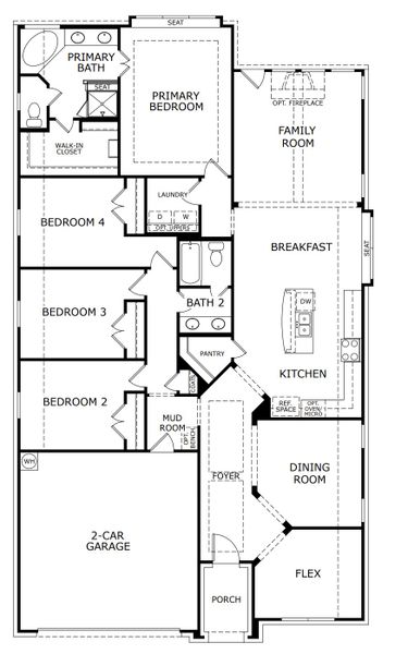 2D floor plan layout for the Concept 2186 by Landsea Homes in Chisholm Hills, Cleburne, TX (Image 5).