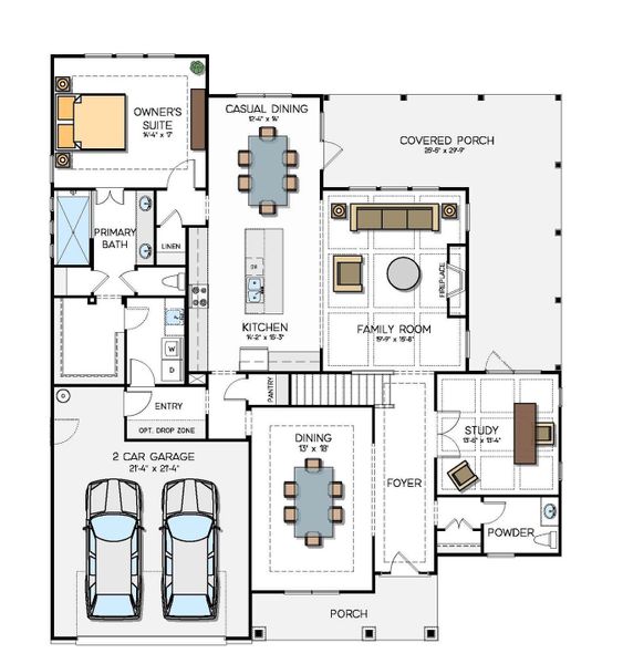 2D floor plan layout for the Berkeley by Greybrook Homes in Harbor Watch, Statesville, NC (Image 5).