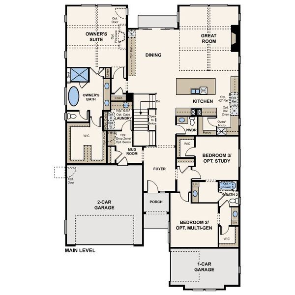 2D floor plan layout for the Carson by Century Communities in Overland Ranch, Aurora, CO (Image 2). 2D floor plan layout for the Carson by Century Communities in Overland Ranch, Aurora, CO (Image 2).