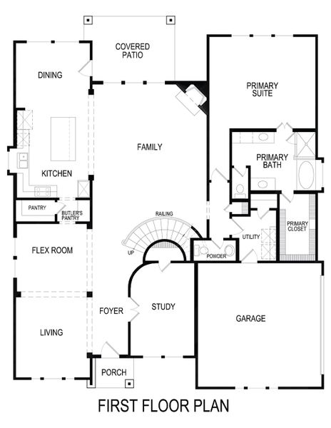 2D floor plan layout for the Hillcrest 2FS (w/Media) by First Texas Homes in Hidden Lakes Estates, DeSoto, TX (Image 6).