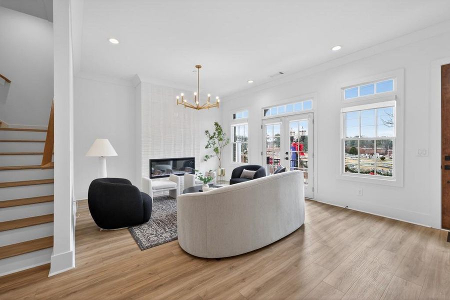 Furnished interior view inside a new home in Skyview On Broad, Sugar Hill (Image 42). Furnished interior view inside a new home in Skyview On Broad, Sugar Hill (Image 42).