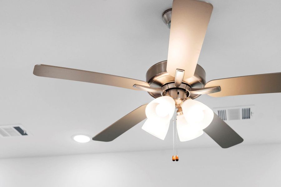 Upgraded, Kichler 4-light ceiling fan located in living area and all bedrooms
