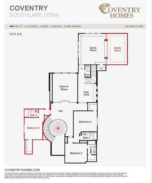 2D floor plan layout of this home in Harvest Green 75', Richmond, TX (Image 3).