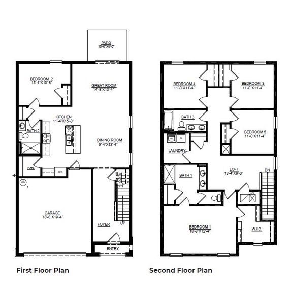 2D floor plan layout for the Robie II by D.R. Horton in Sandhill, Dade City, FL (Image 3).