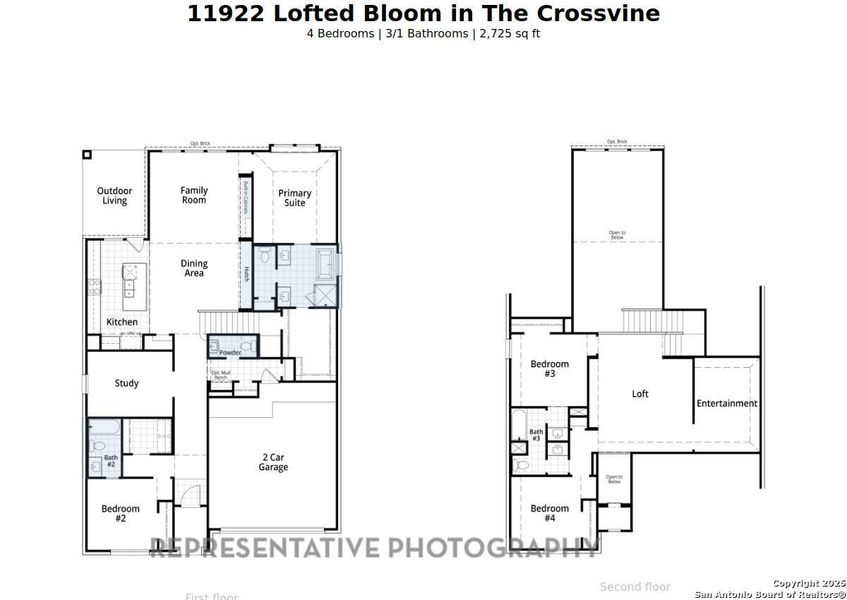 2D floor plan layout of this home in The Crossvine, Schertz, TX (Image 4).