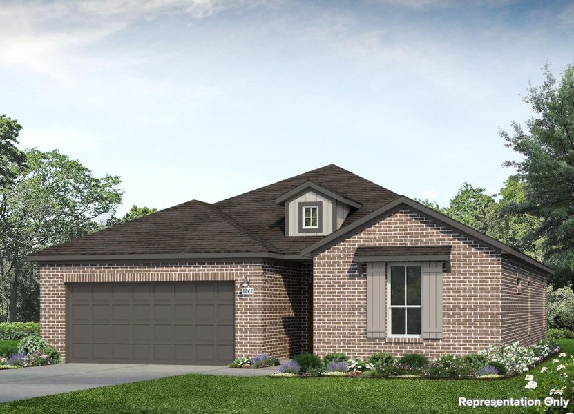 Front exterior of a new home in Oaks at San Gabriel, Georgetown, TX, highlighting curb appeal (Image 21). Front exterior of a new home in Oaks at San Gabriel, Georgetown, TX, highlighting curb appeal (Image 21).