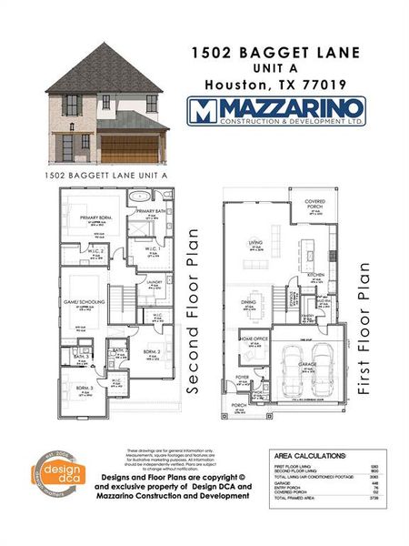 Please be aware that these plans are the property of the architect/builder designer that designed them not DUX Realty, Mazzarino Construction or 1502 BAGGETT LLC and are protected from reproduction and sharing under copyright law. These drawing are for general information only. Measurements, square footages and features are for illustrative marketing purposes. All information should be independently verified. Plans are subject to change without notification.