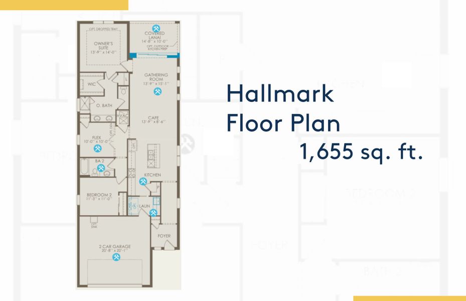 2D floor plan layout of this home in Del Webb River Reserve, Spring Hill, FL (Image 3).