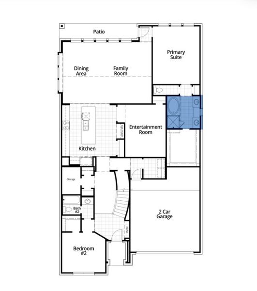 2D floor plan layout for the Cambridge by Highland Homes in Landmark, Denton, TX (Image 5).