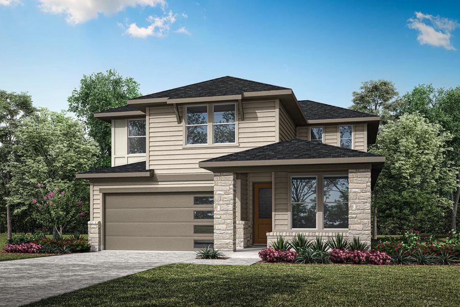 Representative exterior photo of a completed home built from the Laurel by Tri Pointe Homes in Treeline, Justin, TX (Image 17).