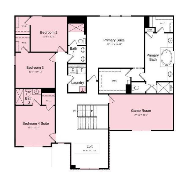 Additional highlights include: 4' garage extension, study, first floor guest suite extended casual dining, screened outdoor living, game room, additional secondary bath upstairs.