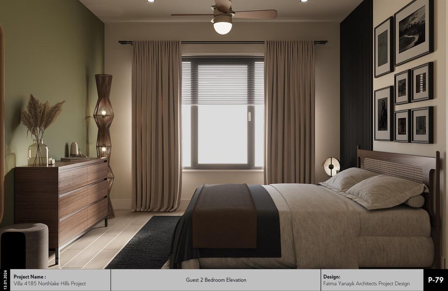 Bedroom featuring a ceiling fan and baseboards