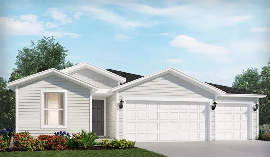 Front exterior of a new home in Colbert Landings, Palm Coast, FL, highlighting curb appeal (Image 1). Front exterior of a new home in Colbert Landings, Palm Coast, FL, highlighting curb appeal (Image 1).