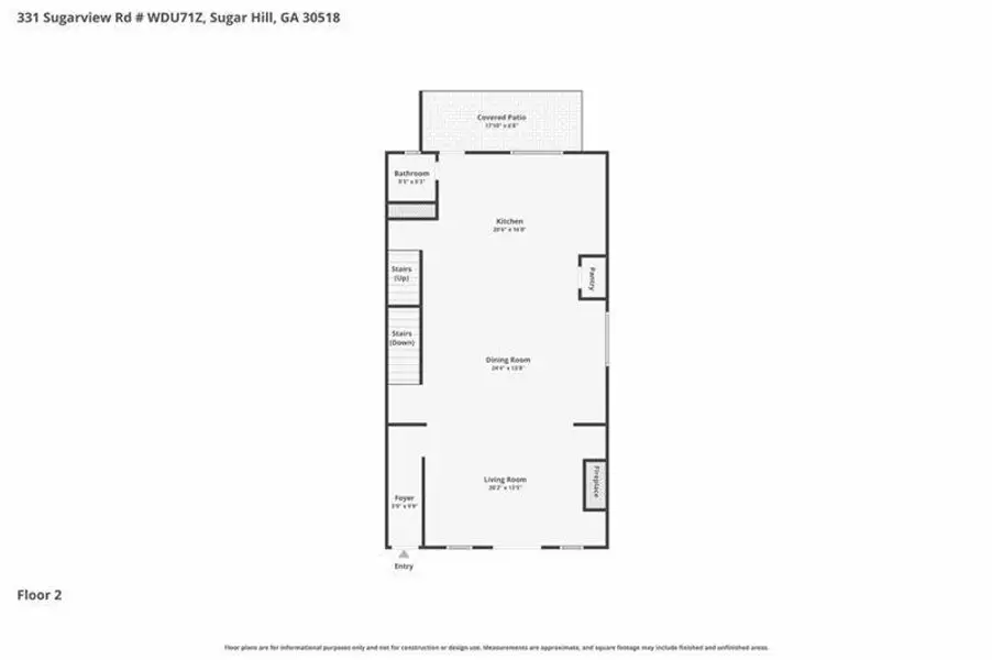 2D floor plan layout of this home in Skyview On Broad, Sugar Hill, GA (Image 3).