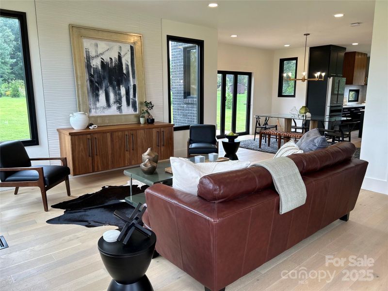 Living Room with Built in Walnut Console Living Room with Built in Walnut Console