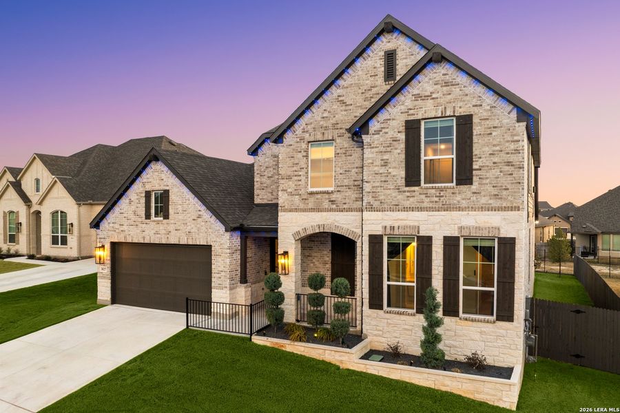 Front exterior of a new home in Ventana, Bulverde, TX, highlighting curb appeal (Image 28).